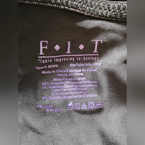 F.I.T. Figure Improving Technology Black w/ Lace PushUp Padded Bra Shapewear - Picture 6 of 8